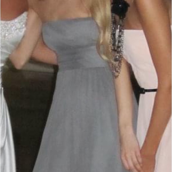 GUC JCrew Strapless Crepe Silk Gray Dress 0P - Picture 7 of 7